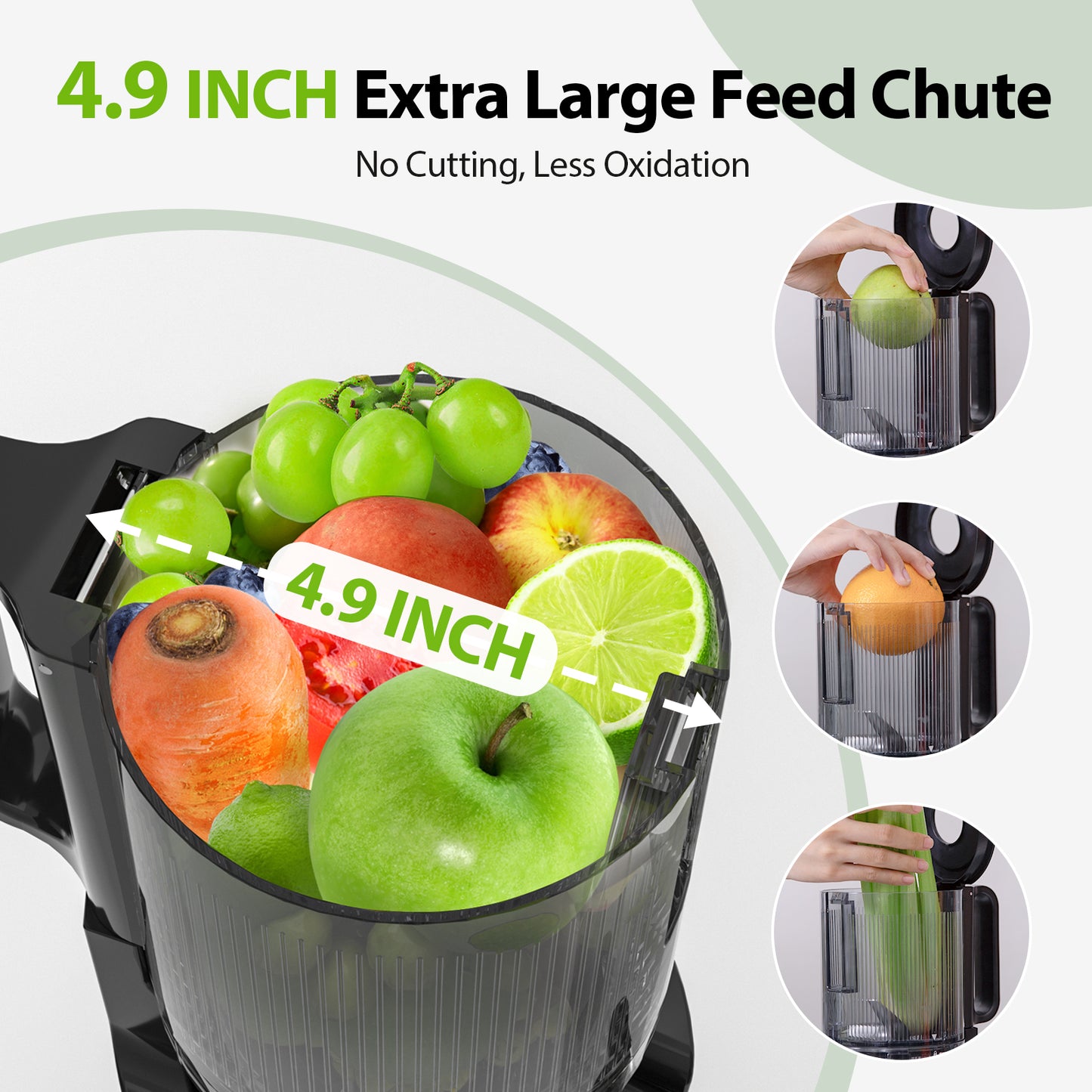 Aeitto 4.9" Wide Mouth  Cold Press Juicer,Black