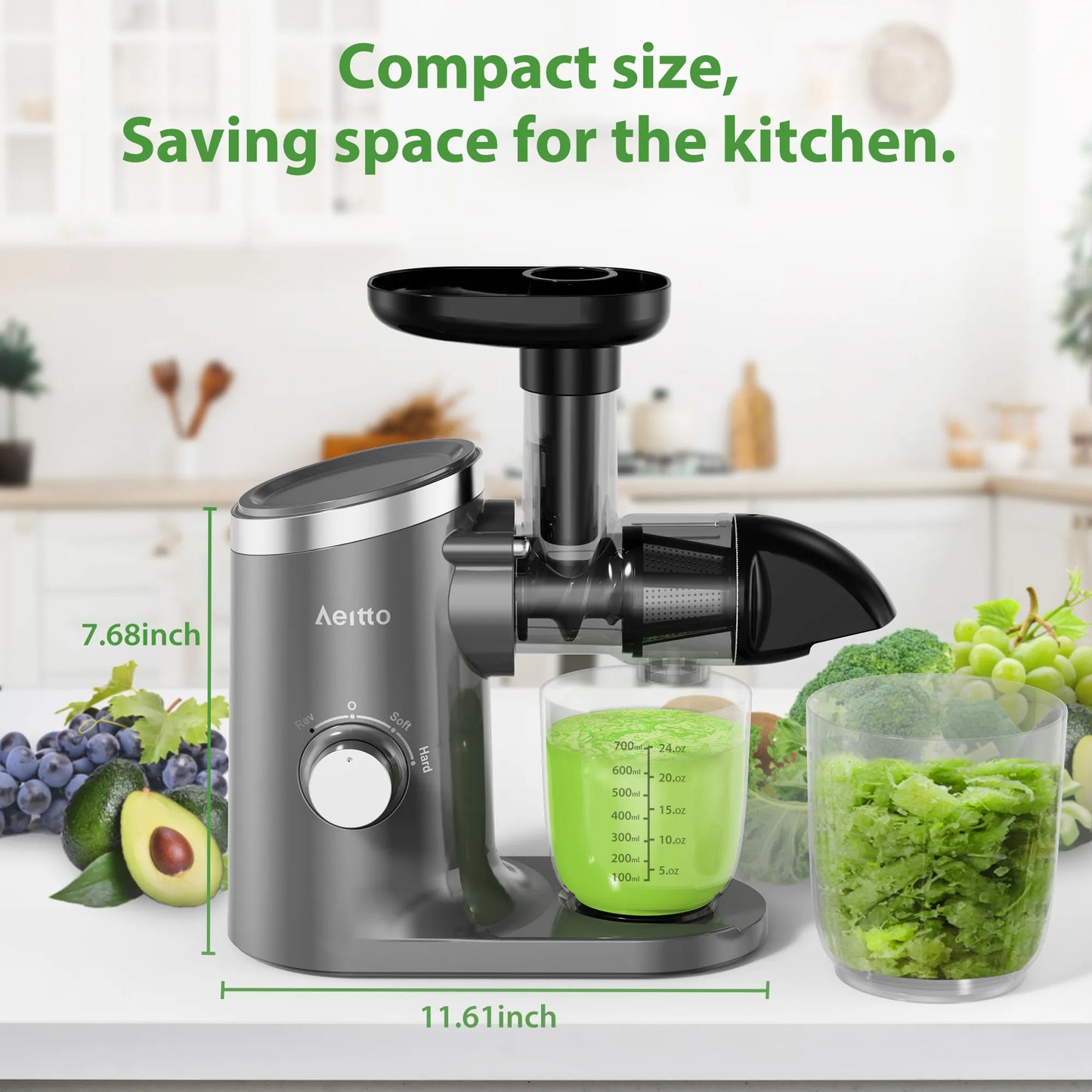 Aeitto Reverse Function Cold Press Juicer, Grey