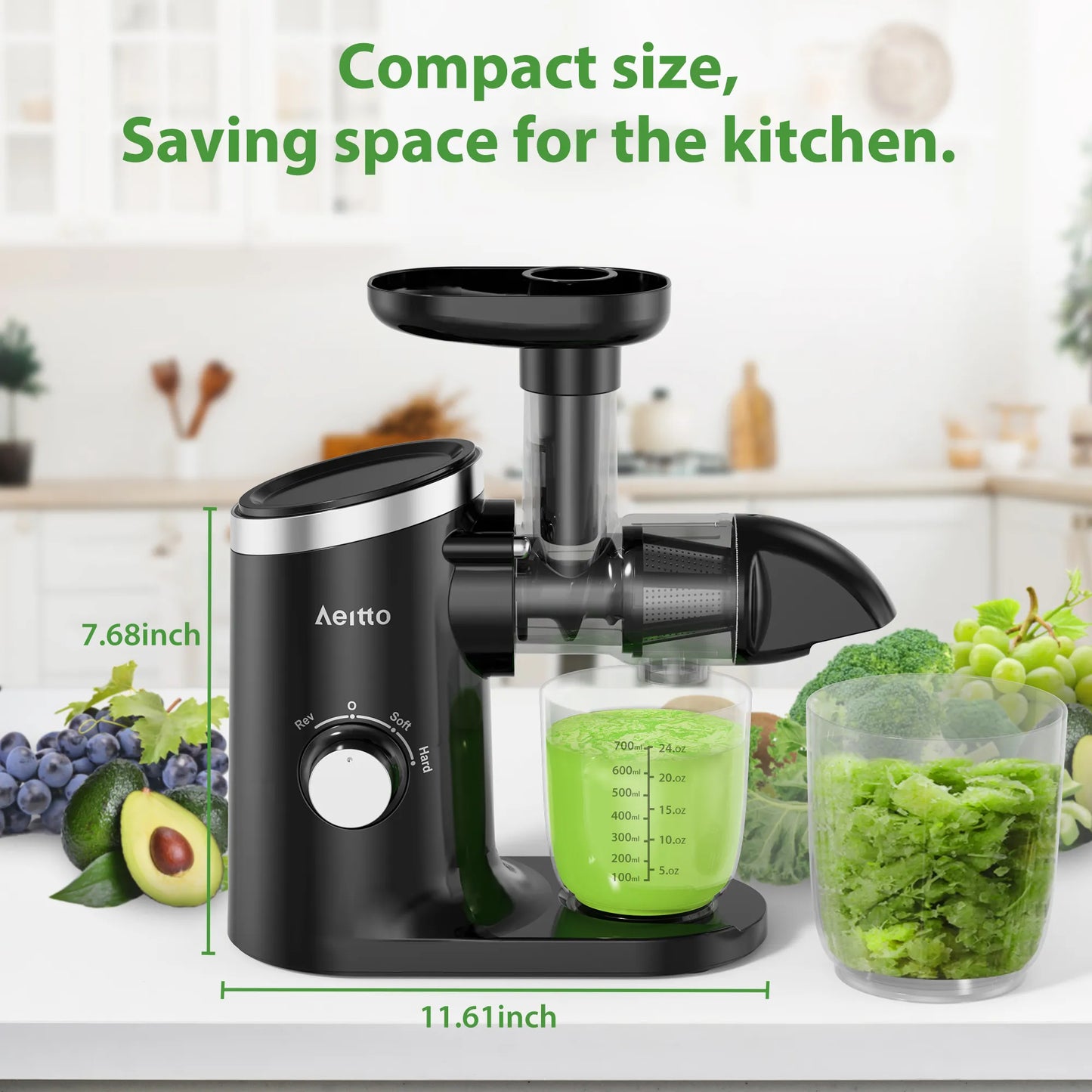 Aeitto Reverse Function Cold Press Juicer, Black