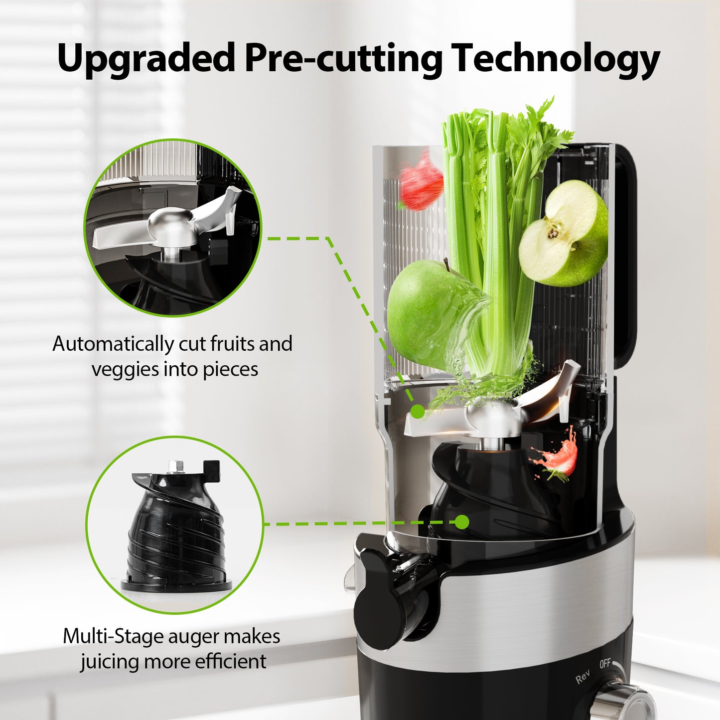 Aeitto 4.9" Wide Mouth  Cold Press Juicer,Black